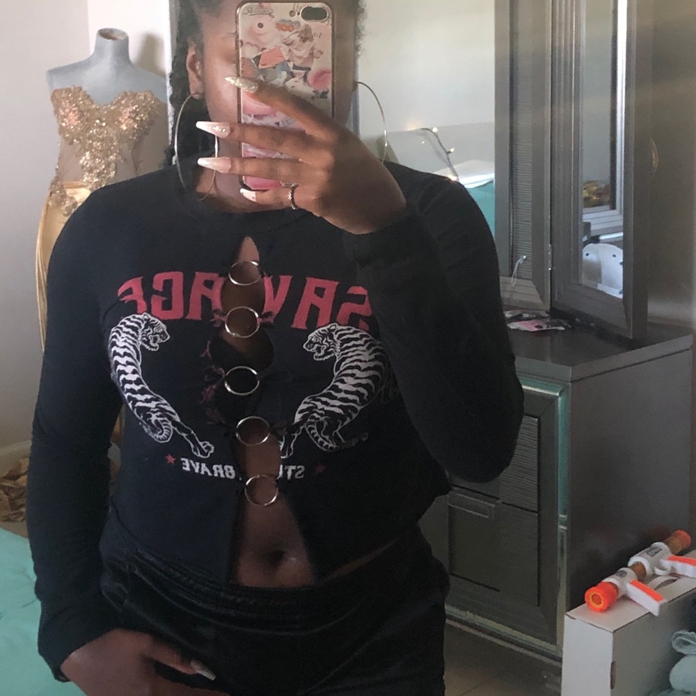 Savage Sleeved Rock Crop Top